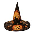 thumbnail image 2 of Witch Hat for Women Halloween Vintage Floral Pointed Wizard Hat Ghost Wide Brim Quilted Cosplay Costume Accessories Adults, 2 of 4