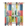 thumbnail image 2 of Sheer Curtains Grommet Drapes Window Treatments Light Filtering for Bedroom Living Room 2 Panels 42" x 63" Colorful Block Doodle, 2 of 7
