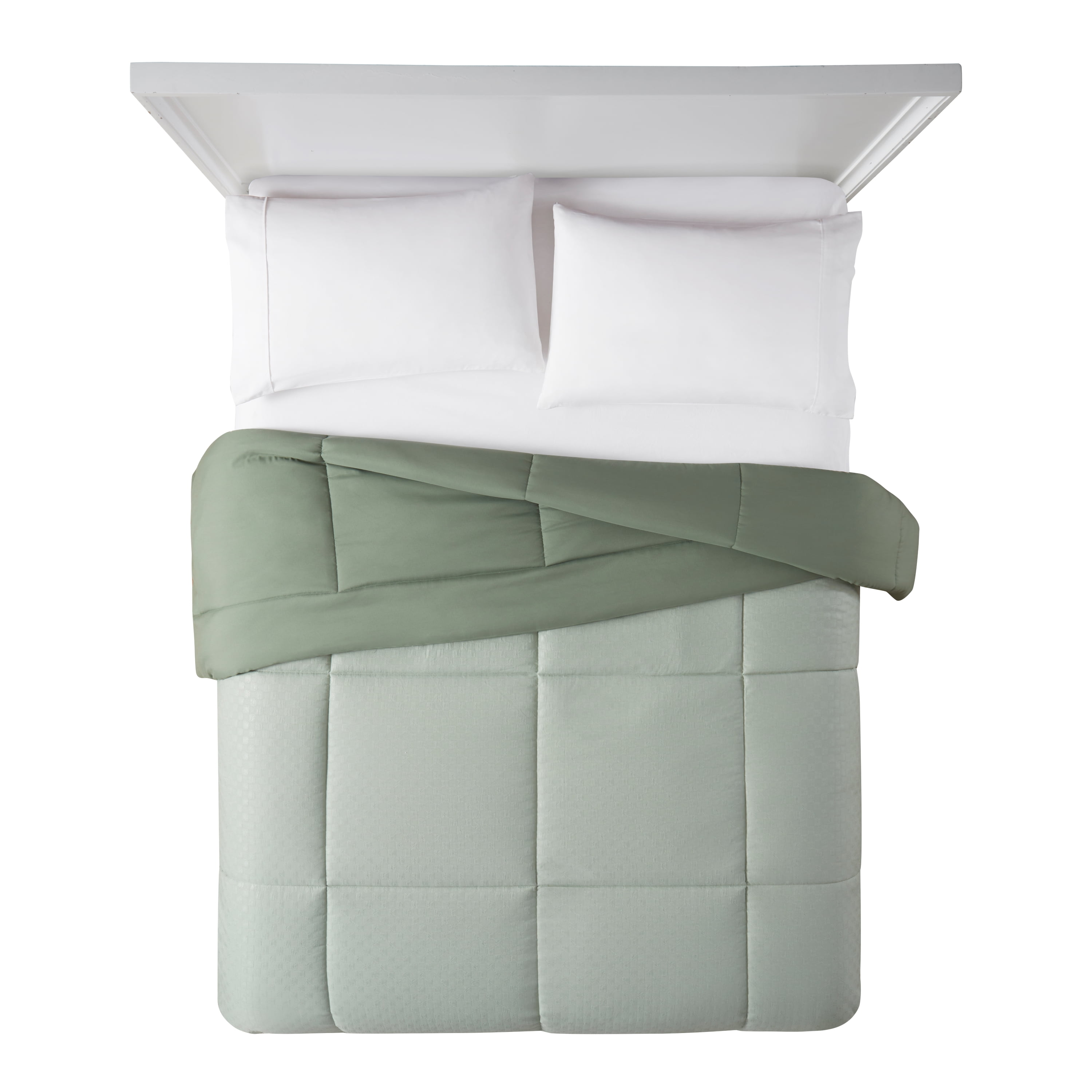 Serta Down Alternative Comforter 3D Embossed Grid Green, Twin/Twin XL