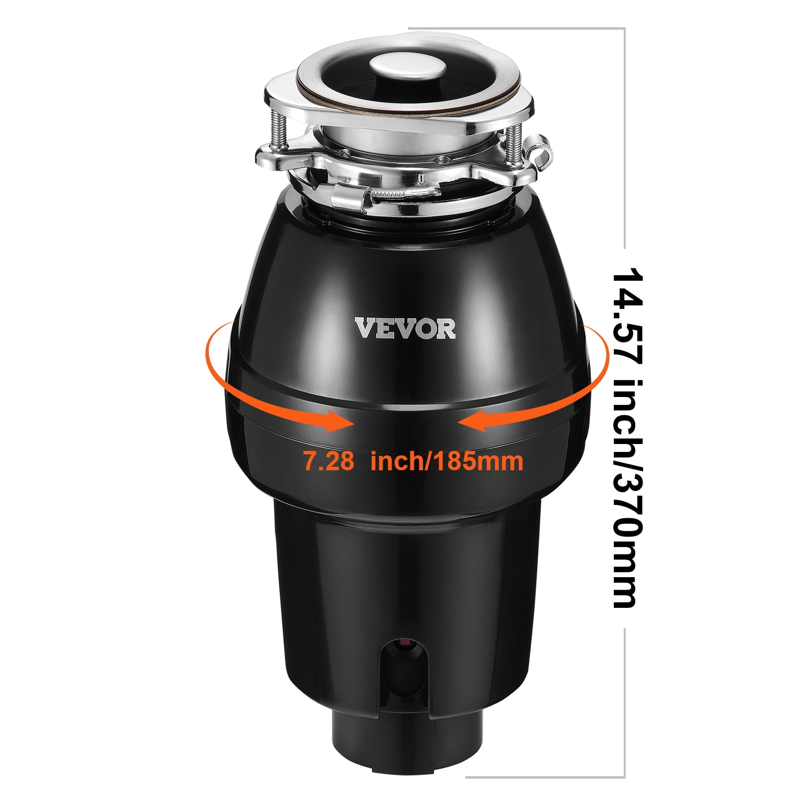 VEVOR Garbage Disposal, 1/2 HP 3450RPM Continuous Feed Food Waste Disposer, 3-Bolt Mount Food Waste Grinding System with Sound Reduction, Power Cord & Splash Guard for Kitchen Sinks