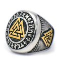 thumbnail image 1 of Triple Valknut Ring With Rune Circle Symbol, Odin Symbol Rings for Men, Warriors Ring, Celtic Trinity Knot Ring, Amulet Ring, Norse Scandinavian Protection Jewelry (8), 1 of 2