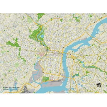 Political Map of Philadelphia, PA Print Wall Art