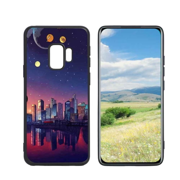City-Land-24 Phone Case, Degined for Samsung Galaxy S9 Case Men Women, Flexible Silicone Shockproof Case for Samsung Galaxy S9