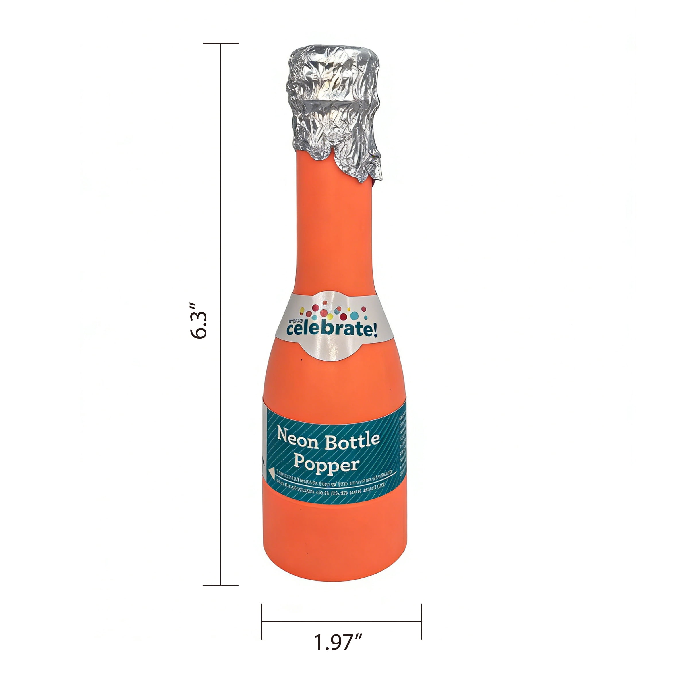 Neon Bottle Confetti Popper, 4 Pack, Adults, by Way To Celebrate