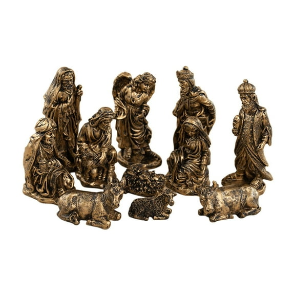 CoudarTitie 11 Pcs Christmas Nativity Figurines Set, Mini Nativity Scene, Home Decor, Statue Bronze