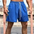 thumbnail image 3 of Sngxgn Men's Shorts Casual Elastic Waist Drawstring Casual Summer Beach Stretch Shorts(Blue,L), 3 of 4