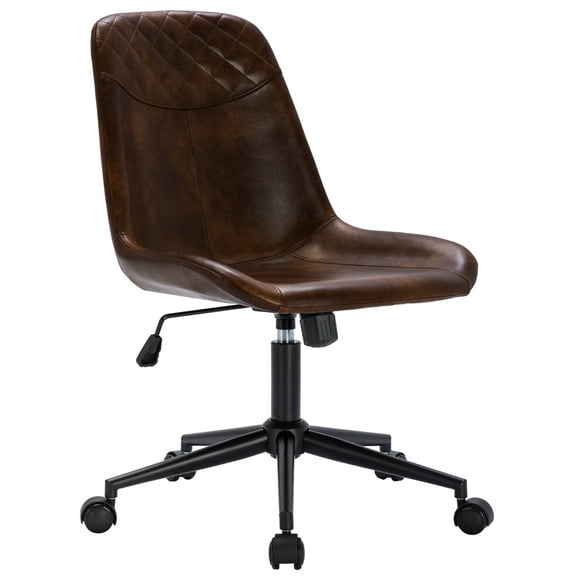 Duhome Office Desk Chair Faux Leather Swivel Desk Chair for Computer Adjustable Task Chair, Dark Brown