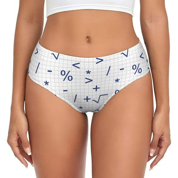 Womens Underwear - Math Symbol Print comical No Show Seamless Underwear for Women, Stretch Women's Panties, Hipster Soft Comfort Ladies Panties Bikini Underwear Briefs
