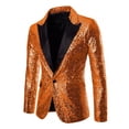 thumbnail image 5 of JAJAHO Mens Sequins Suit Set Two Piece Formal Wear Sparkly Glitter Long Sleeve Button Up Slim Fit Suit Jacket Straight Leg Trousers Carnival Performance Versatile Outfit, 5 of 6