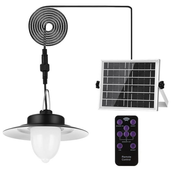 Solar Shed Lights Outdoor Indoor, LED Dusk to Dawn Battery Powered Pendant Lights with Remote Control, Sensor Lighting Solar Light, Waterproof IP 65 for Gazebo Porch Hanging