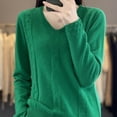 thumbnail image 6 of VSSSJ Womens V Neck Sweaters Loose Fit Soft Solid Color Long Sleeve Casual Warm Knit Fall Winter Base Layer Sweater Pullover Tops Army Green L, 6 of 7