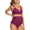 purple, variant on Attraco Maternity Swimsuit Women Two Piece High Waist Bikini Scallop Trim Bathing Suit Pregnancy Swimwear Spaghetti Strap Swimwears