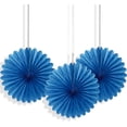 thumbnail image 1 of 6" Mini Royal Blue Tissue Paper Fan Decorations, 3ct, 1 of 5