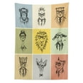 thumbnail image 3 of Ambesonne Animal Tablecloth Rectangular Table Cover, Hipster Monkey Camel Cat, 52"x70", Multicolor, 3 of 4