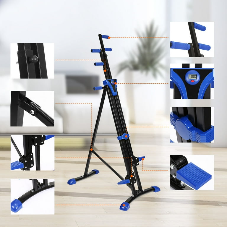 VIBESPARK Vertical Climber and Folding Indoor Exercise Fitness Stair Stepper Machine for Office Home and Gym