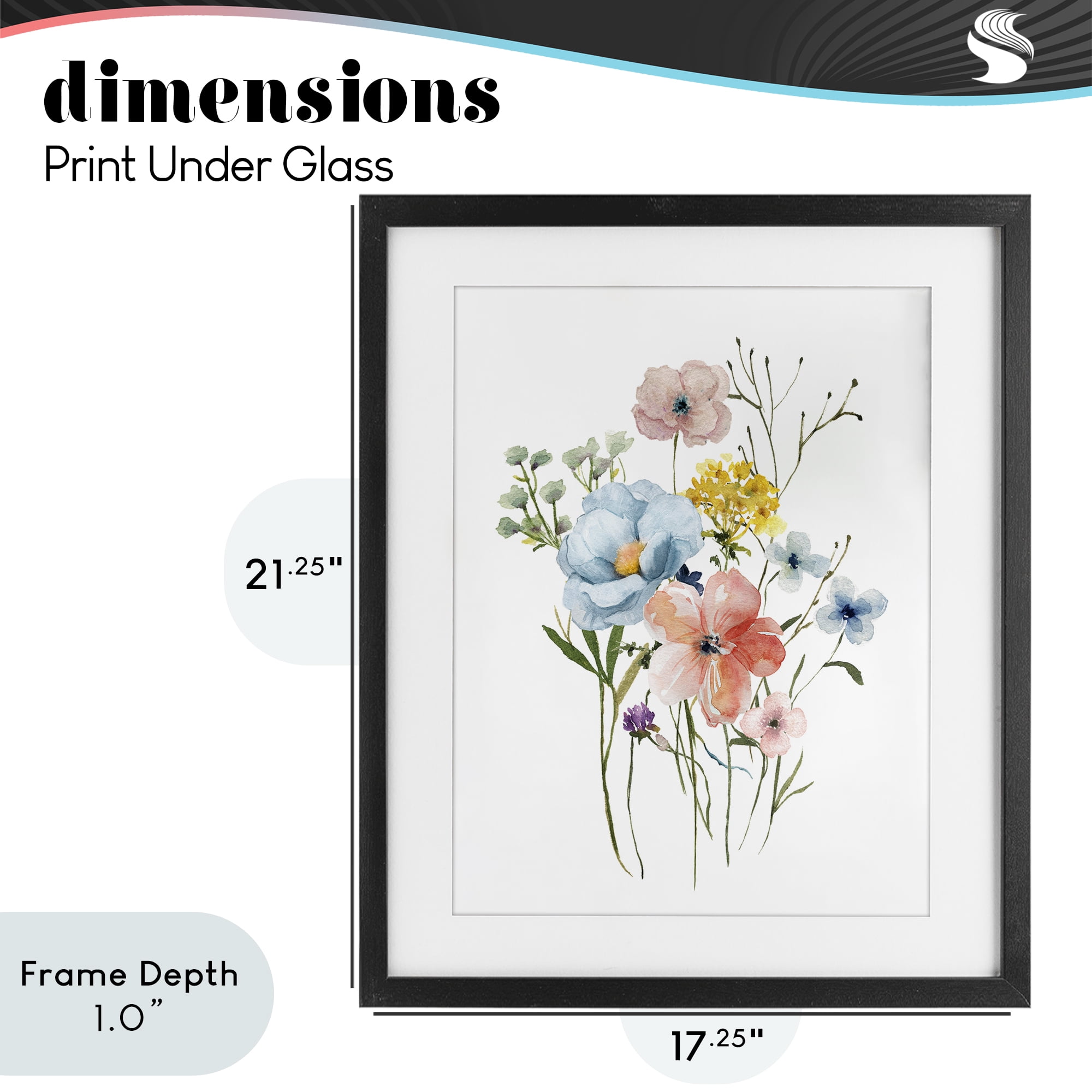 Stupell Industries Spring Meadow Wild Flowers Black Framed Print Under Glass, design by Livi Finn