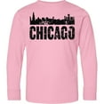 thumbnail image 3 of Inktastic Chicago Skyline Grunge Long Sleeve Youth T-Shirt, 3 of 5