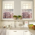 thumbnail image 4 of Christmas Pink Kitchen Curtains and Valances Set, Snow-covered Castle Winter Snowscape Rod Pocket Window Valance 18 Inch Window Curtain Panels for Living Room Bedroom Laundry, 27.5x36in, 3 Pieces, 4 of 7