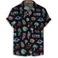 thumbnail image 1 of Cartoon Sea Animals Fish 3d Print Shirt Men StarShells Pattern Short Sleeve Tees Fashion Summer Button Lapel Blouse Tops, 1 of 5
