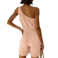 thumbnail image 7 of Hurxie Womens Sleeveless Romper Eyelet Elastic Waist with Pockets Casual Short Pants Jumpsuit Summer Beach Vacation Outfit Beige,S, 7 of 7