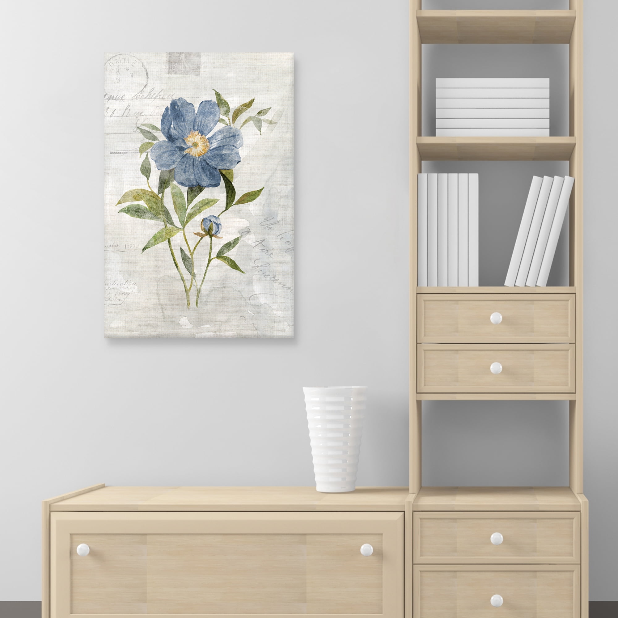 Blue Linen Peony by Carol Robinson Canvas Art Print