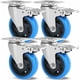 thumbnail image 1 of Ruedas industriales de alta resistencia de 4 piezas con freno Ruedas giratorias de 100 mm, capacidad de carga 600 kg, giro de 360 °, adecuadas para todo tipo de pisos, ruedas para transporte de, 1 of 5