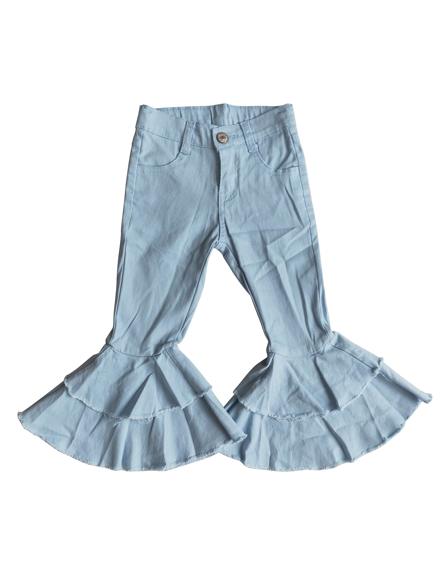 Baby Girls' Bell Bottom Pants Flared Jeans Sky Blue Color Cute Kid Girl