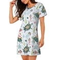 thumbnail image 2 of Sikiie Turtle Print Women's Short-sleeved Nightdress, Round Neck Pullover Nightdress Pajamas Summer Home Wear, 2 of 6