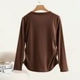 thumbnail image 4 of Women Comfy Cotton T-Shirts Thin Fleece Long Sleeve Tops Loose Comfy V Neck Pullover Cute Basic Tee, 4 of 6
