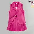 thumbnail image 3 of AherBiu Little Girls 3 Piece Sets Tank Tops Blazer Vests with Pleated Mini Skirts Formal Dress Outfits, 3 of 5