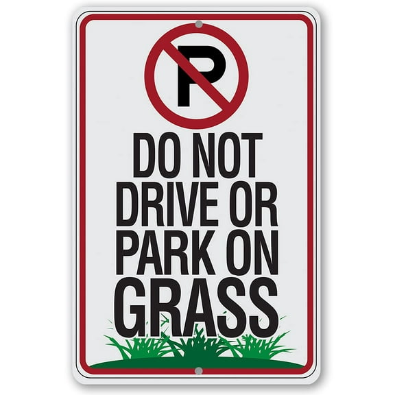 Metal Sign - No Parking Grass - Durable Metal Sign - Use Indoor/Outdoor - Makes a Great Yard or Lawn Sign and Gift Under $20 (8" x 12")