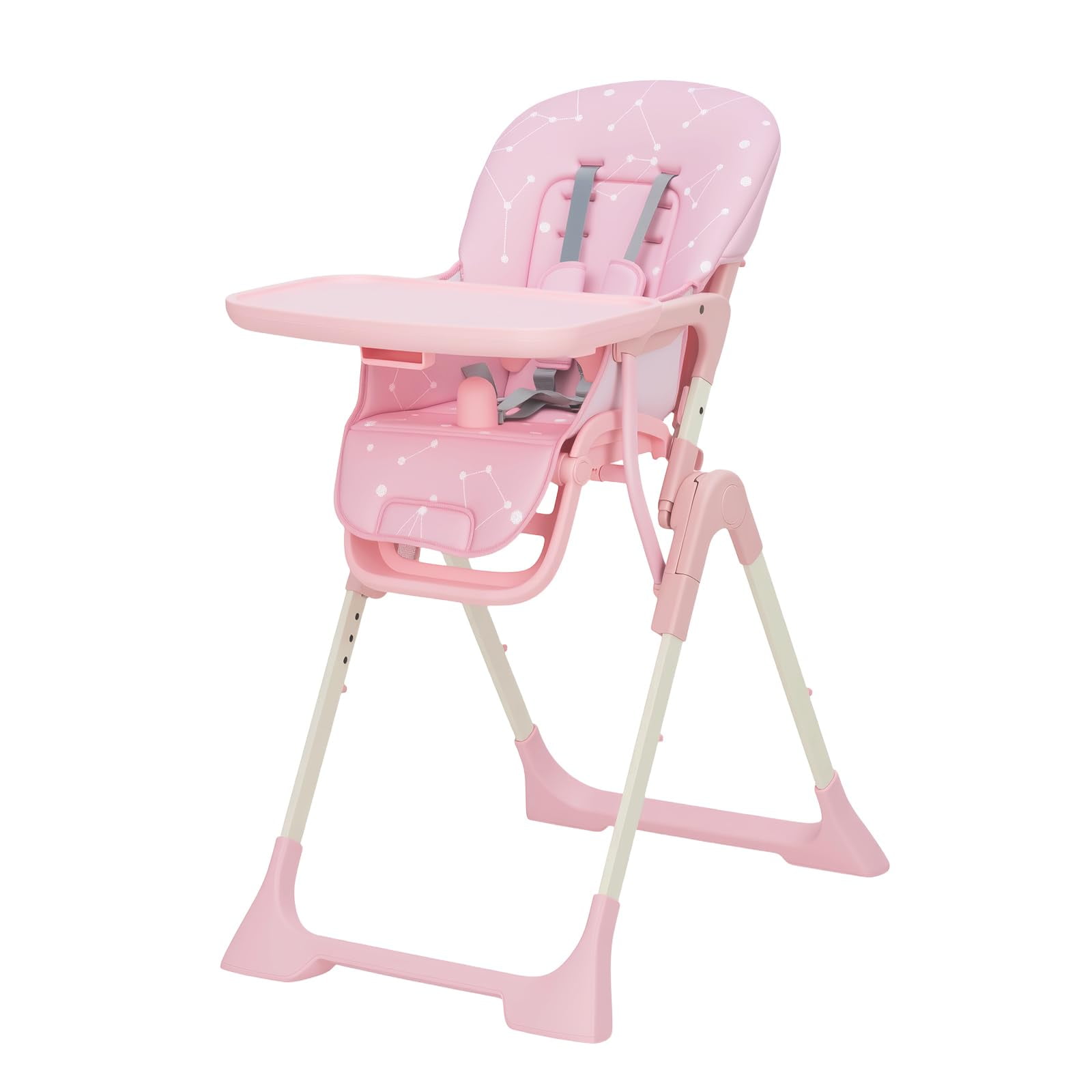 Collapsible Baby High Chair for Feeding – Adjustable Height, Backrest & Footrest, Removable Tray, Compact Fast Folding, Safe for Babies & Toddlers, Easy Clean