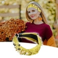thumbnail image 3 of Unique Bargains 1 Pcs Women Knotted Headbands Fashion Wide Faux Pearl Bead Headband Hair Accessories Yellow, 3 of 7