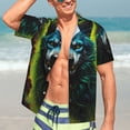 thumbnail image 5 of Lsque Fluorescent Wolf pattern Hawaiian Shirt for Men, Unisex Summer Beach Casual Short Sleeve Button Down Shirts-Small, 5 of 9