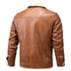 thumbnail image 3 of Chaqueta de cuero para hombre con solapa acolchada de terciopelo, informal, con cremallera lateral y bolsillo Pompotops  oipoqjl13807, 3 of 5
