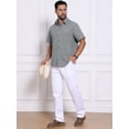 thumbnail image 5 of DARING DIVA Men's Plain Linen Short Sleeve Contrast Color Collar Shirts M Gray, 5 of 7