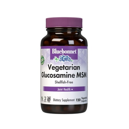 Bluebonnet Vegetarian Glucosamine MSM Supplement, Shellfish-Free Glucosamine HCI, 120 Caps