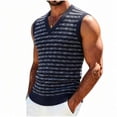 thumbnail image 2 of BaoFuBaoMei Sweater Vest Men Knitted Big and Tall V Neck Ribbed Trim Sleeveless Sweater Stripe Jacquard Fall Tops, 2 of 6
