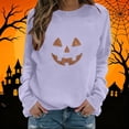 thumbnail image 2 of Lutiedan Halloween Sweatshirts for Women Ghost Pumpkin Rhinestone Graphic Pullover Shirt Long Sleeve Crewneck Spooky Top,M, 2 of 6