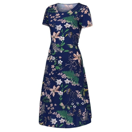 

Qufokar Women Fall Maternity Dress Turtleneck Dress Printing Sleeve Summer Beach Dress Mid-Calf Fashion Short Women Women S Dress