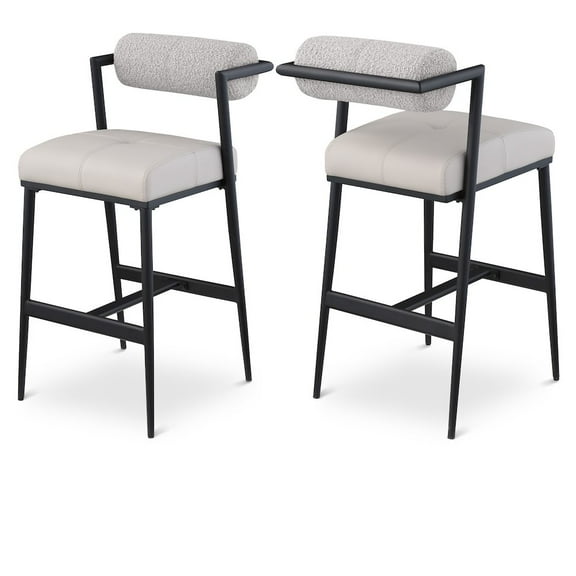 Meridian Furniture Stryker Taupe Boucle Fabric / Vegan Leather Stool (Set of 2)