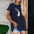 thumbnail image 2 of Blusa de manga corta con estampado de cuello redondo de algodón y cáñamo para mujer OAVQHLG3B Store  lin121212, 2 of 5