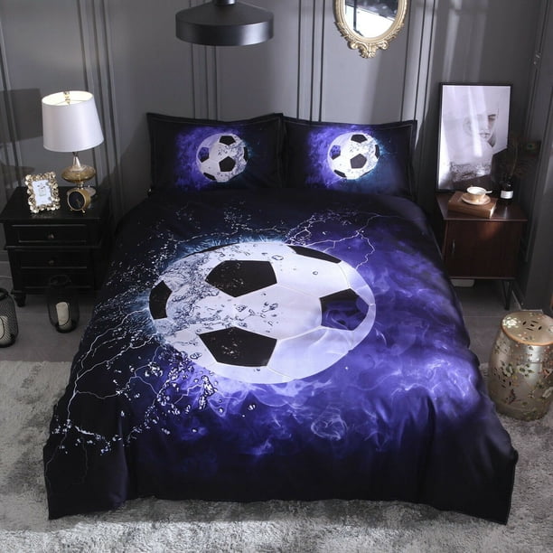 3d Soccer Ball Bedding Blue Flames Teen Boys Sports Duvet Cover Dark Navy Blue Comforter Cover Set Twin Walmart Com Walmart Com