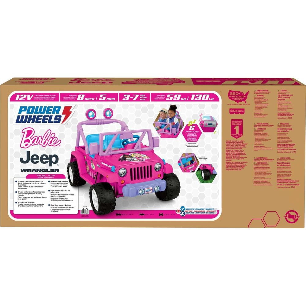 Power Wheels Jeep Wrangler 12V Ride-On Vehicle, Barbie - Walmart.ca