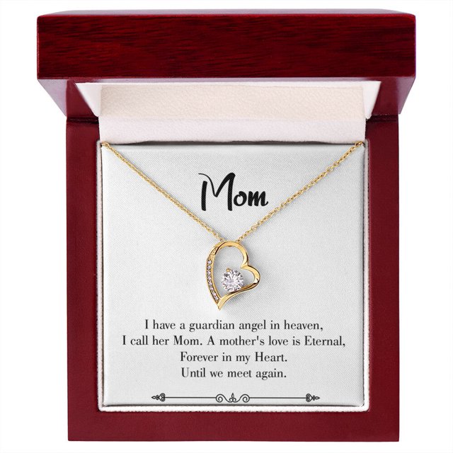 To Mom Remembrance Message Mother's Love is Eternal White Forever Necklace w Message Card