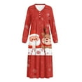 thumbnail image 5 of Tutolipy Christmas Nightgowns for Women Long Sleeve Loungewear Santa Claus Elk Printed V Neck Nightshirts Full Length Sleep Dress for Fall Winter, S, 5 of 7