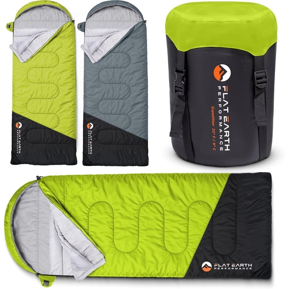 Expedition Sleeping Bag with Compression Sack – 32°F/0°C for Teens/Adults Up to 6'2", Lightweight, Water-Resistant, Backpacking Sleeping Bag for Camping, Hiking