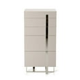 thumbnail image 2 of Cid Vili 47 Inch Tall Dresser Chest, 5 Drawers, Gray High Gloss Wood, Steel, 2 of 6