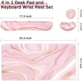 thumbnail image 3 of Keyboard Mouse Pad Set, Extended Mouse Pad+Keyboard Wrist Rest Support, Memory Foam Ergonomic Easy Typing, 3Pcs (35.4×15.7 in) Desk Pad Set for Home Office Study Game- Pink Gold, 3 of 3