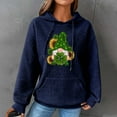 thumbnail image 2 of Women's Waffle Sweatshirts St. Patrick's Day Letter Graphic Print Drawstring Casual Loose Pullover Hoodies with Pockets(Blue,S), 2 of 5